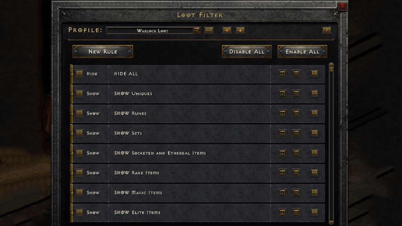 Loot Filter Diablo 2 Reign of the Warlock