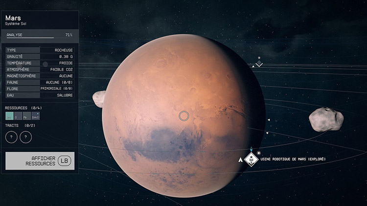 Planète Mars Starfield