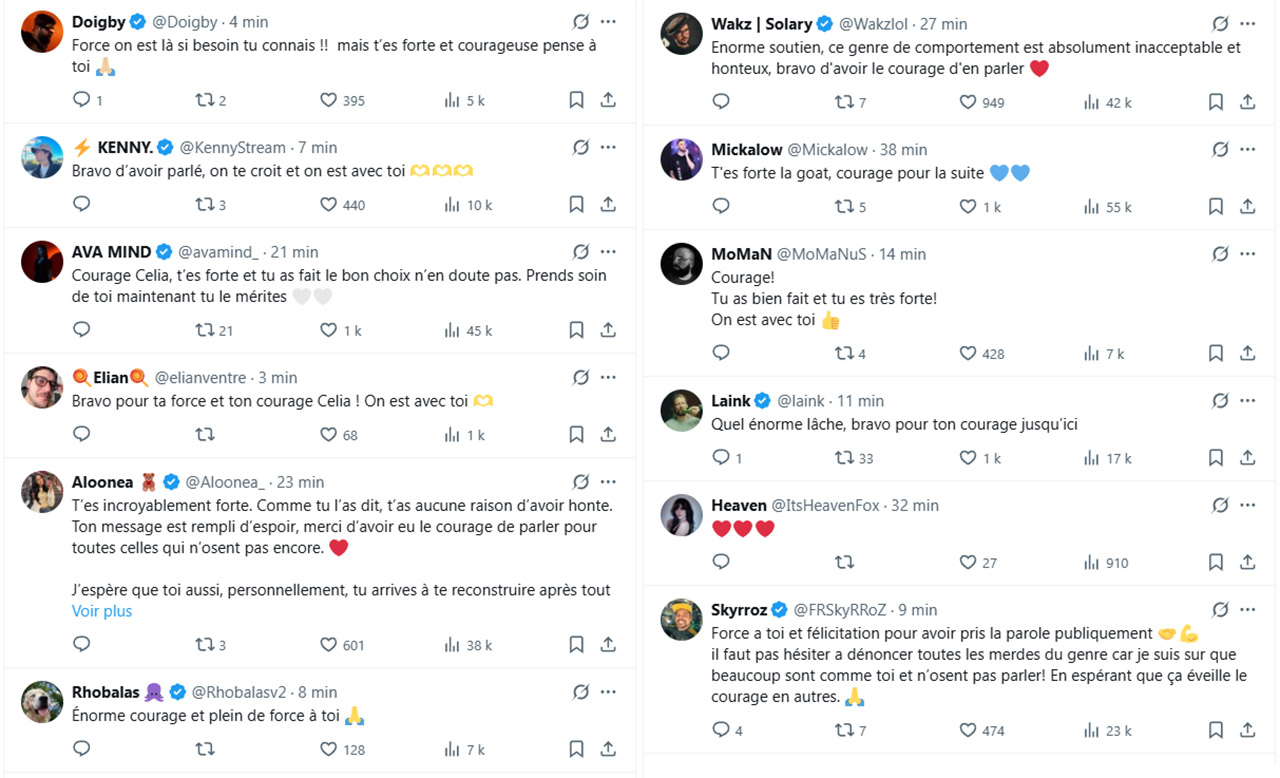 Réactions et soutiens du monde du streaming à helydia pour son message