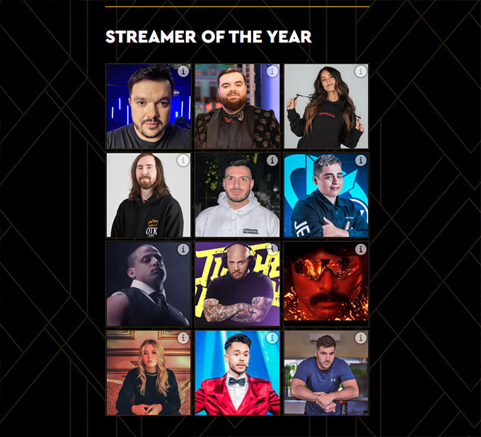 12 Finalistes : Streamer of the Year
